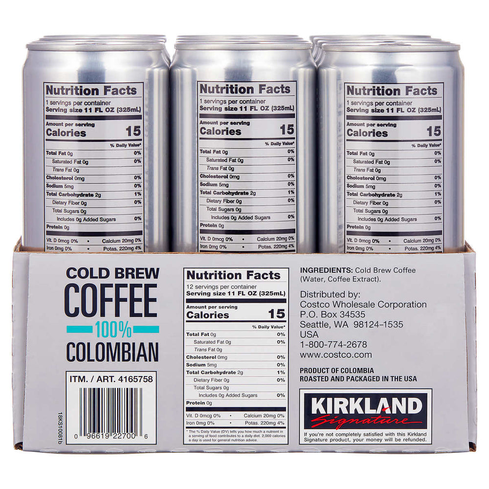 Kirkland Signature Colombian Cold Brew Coffee 12-count 11 oz cans Image 2