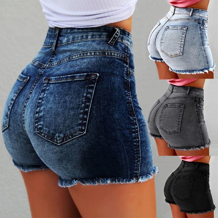 High-Waisted Denim Cutoff Shorts Image 1