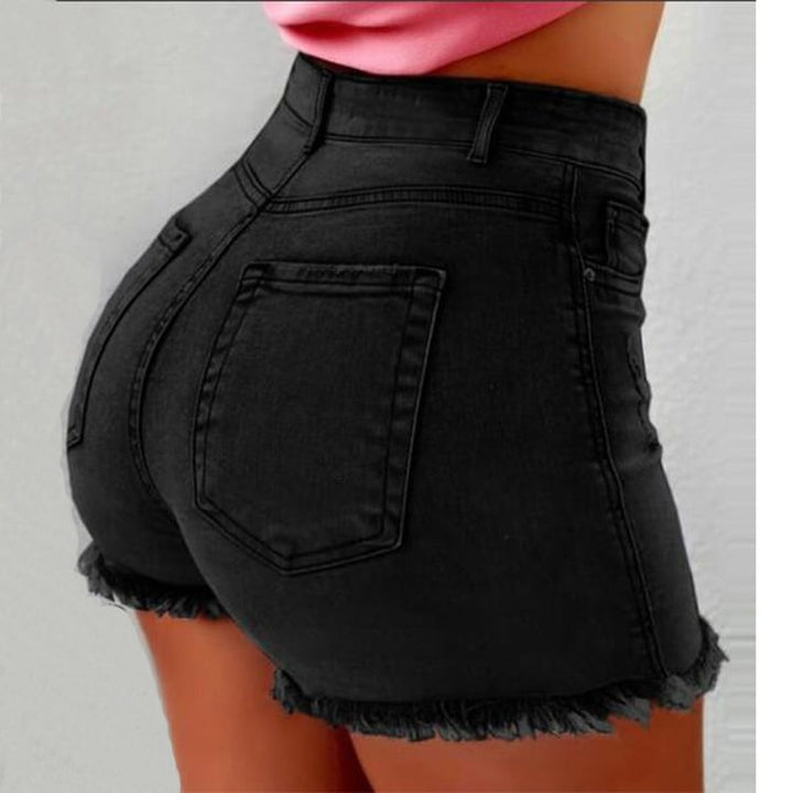 High-Waisted Denim Cutoff Shorts Image 1