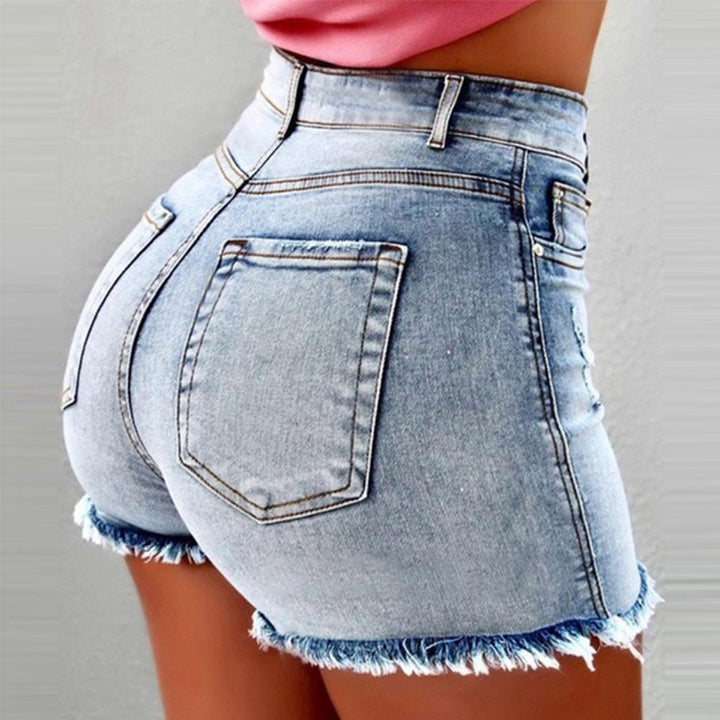 High-Waisted Denim Cutoff Shorts Image 4