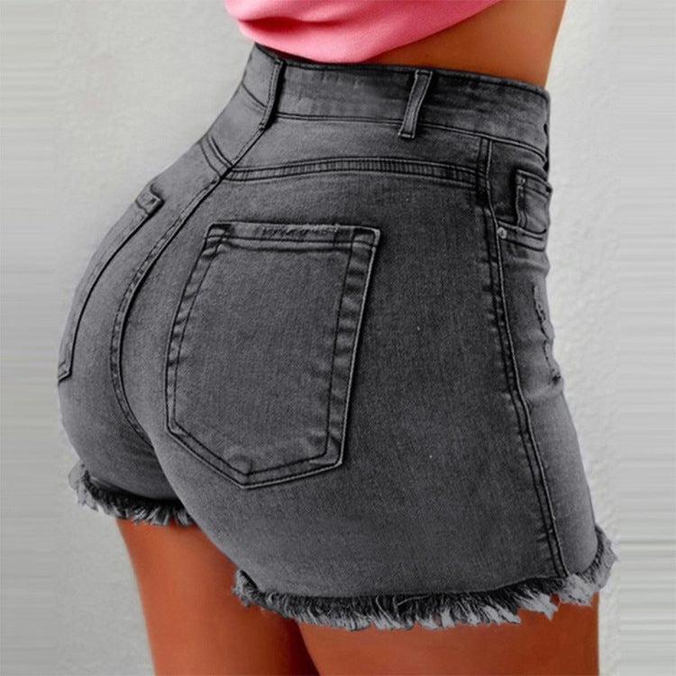 High-Waisted Denim Cutoff Shorts Image 4