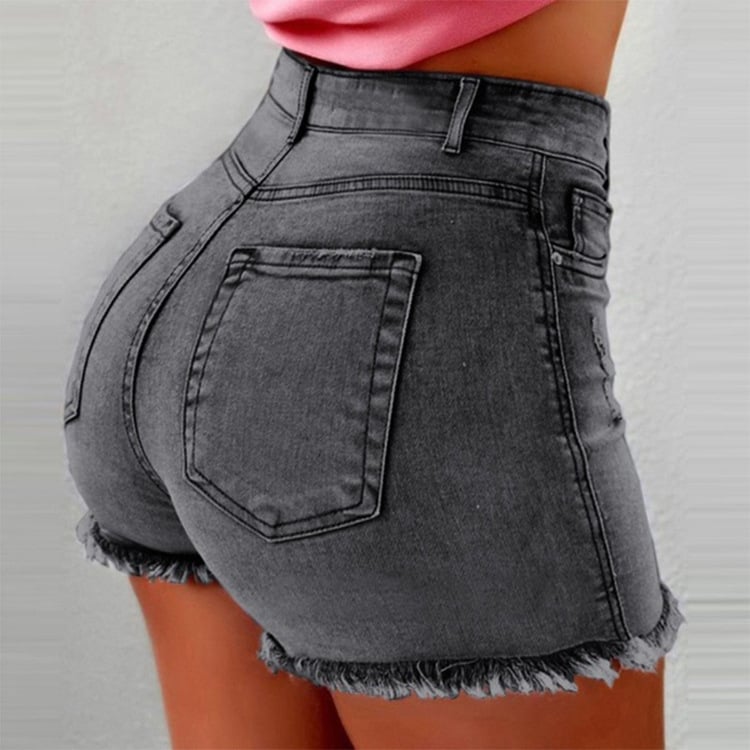 High-Waisted Denim Cutoff Shorts Image 1