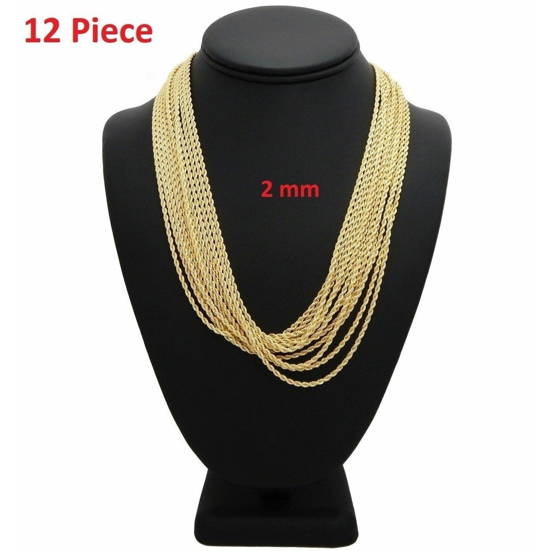 12 Piece Italy Rope Chain Necklace 2mm 24" inch 14k Gold Filled High Polish Finsh Wholesale Lots Image 1