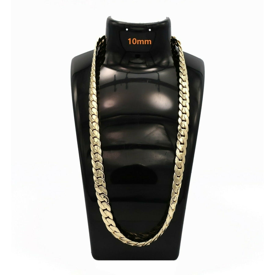 10mm Miami Cuban link Chain Necklace Bracelet 14K Gold Filled High Polish Finsh  8" 24" Image 1