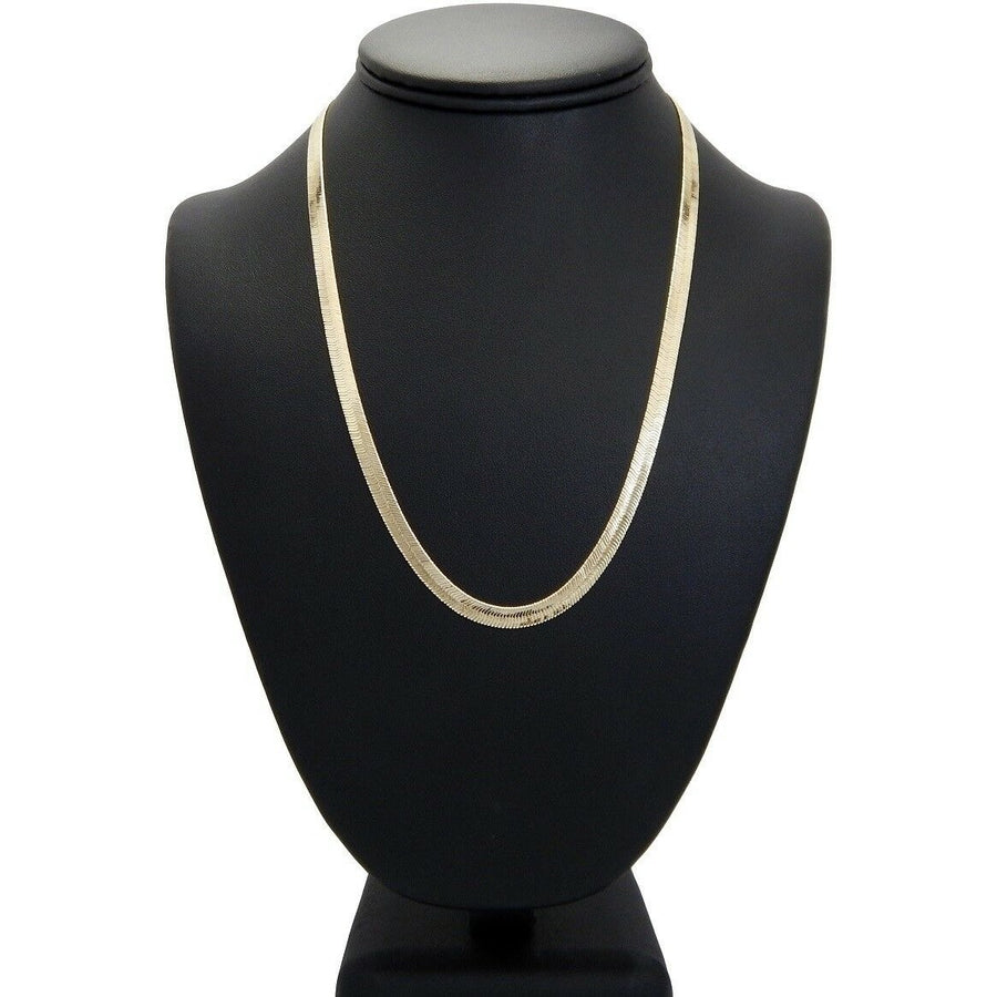 Herringbone Chain Necklace 5mm Width 18" 20" 24" 30" inch 14K Gold Filled High Polish Finsh High Finish Polished Image 1