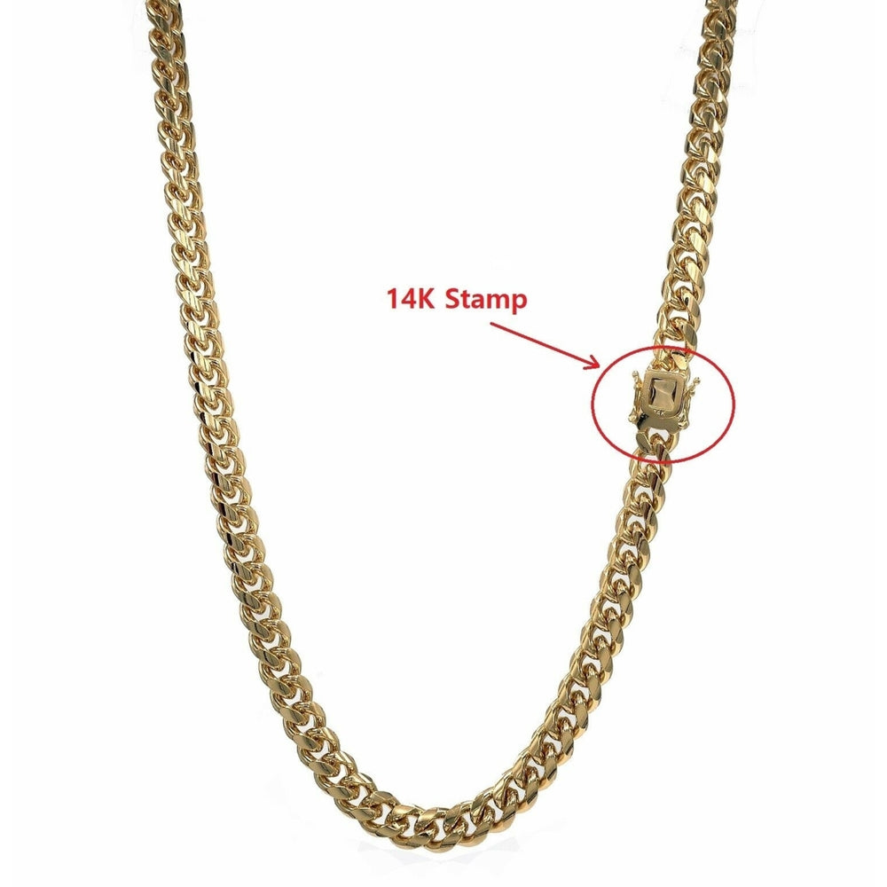 10mm 24" MIAMI CUBAN LINK CHAIN BOX CLASP LOCK NECKLACE 14K GOLD Filled High Polish Finsh Image 2