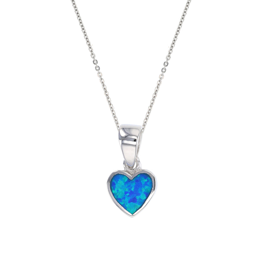 Sterling Silver Created Blue-pal Heart Pendant Image 1