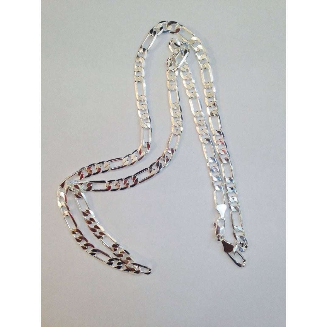 18K White Gold filled Figaro Chain Image 1