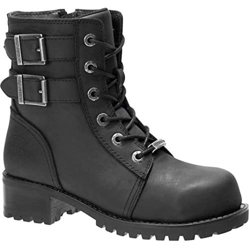 Harley-Davidson Womens Archer 6.25-In Leather Motorcycle Safety Boots D84464  BLACK Image 1