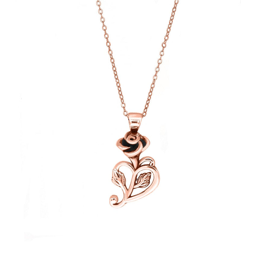 Italian Artisan Rose Flower Heart Necklace 18K Rose Gold Plated 18 inch Chain Image 1