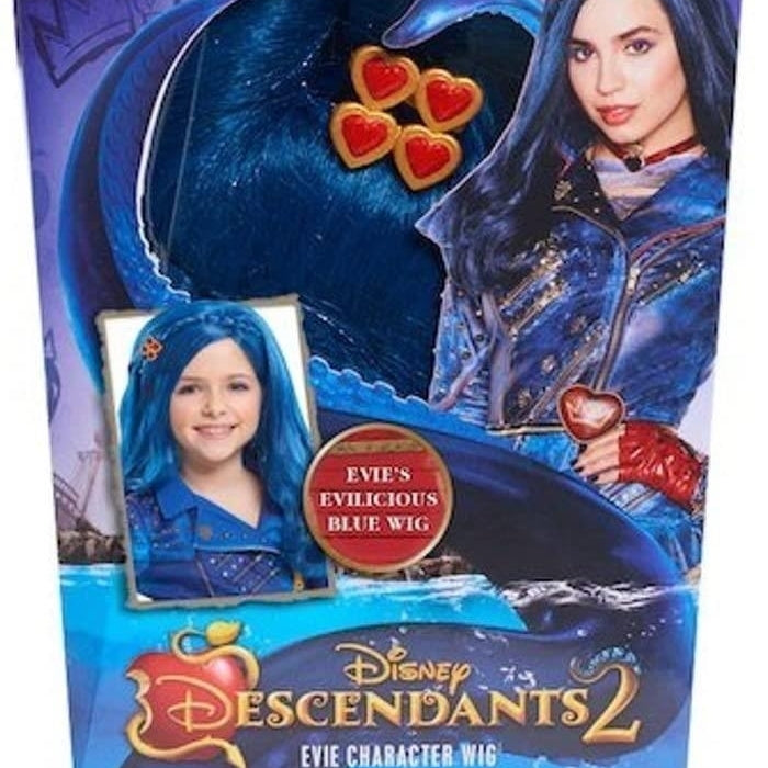 Descendants 2 Evie Character Evilicious Blue Wig Heart-Shaped Barrette Disney Just Play Image 2