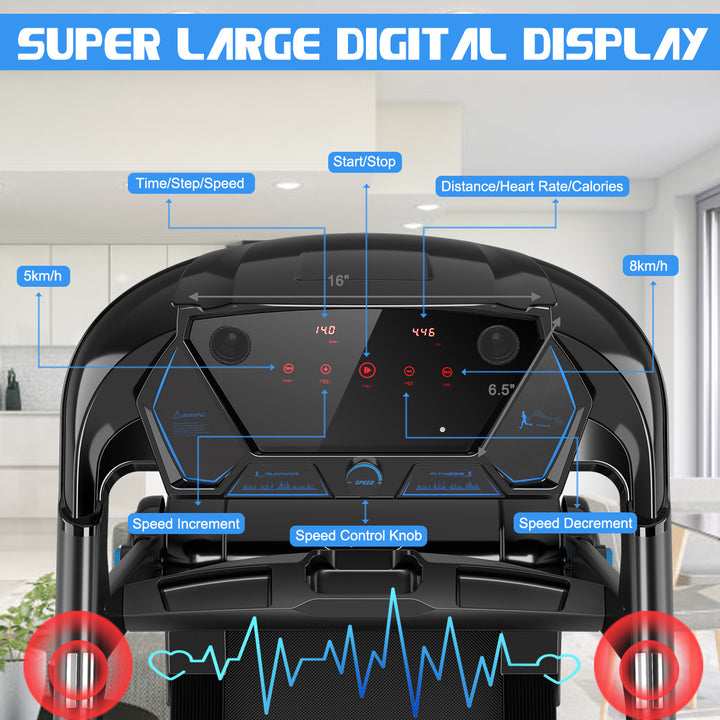 2.25HP Folding Treadmill Running Machine LED Touch Display Image 8