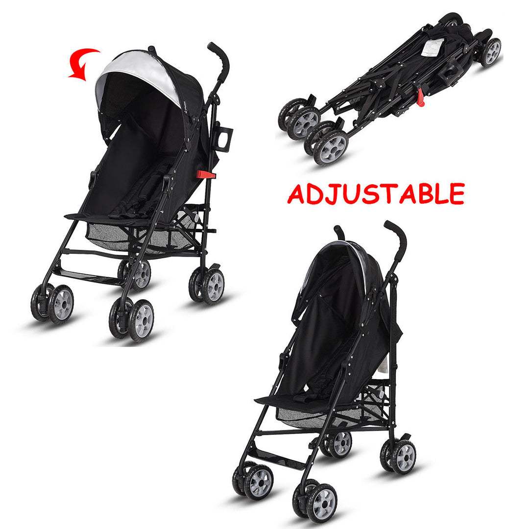 Costway Folding Lightweight Baby Toddler Umbrella Travel Stroller w/ Storage Basket Image 7