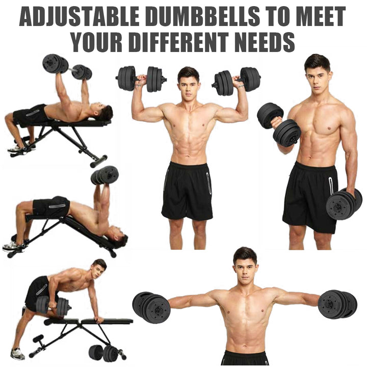 66 LB Dumbbell Weight Set Fitness 16 Adjustable Plates Workout Image 7