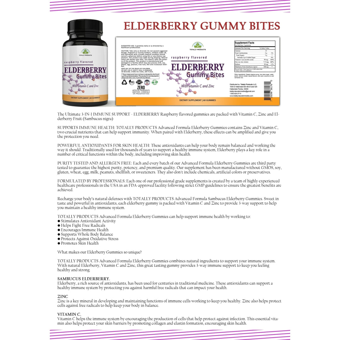 Black Elderberry Gummies Immune Booster with Vitamin C and Zinc (Halal Certified) Image 3