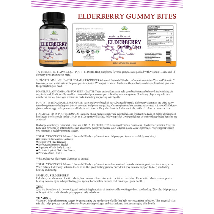 Black Elderberry Gummies Immune Booster with Vitamin C and Zinc (2 bottles) Image 3