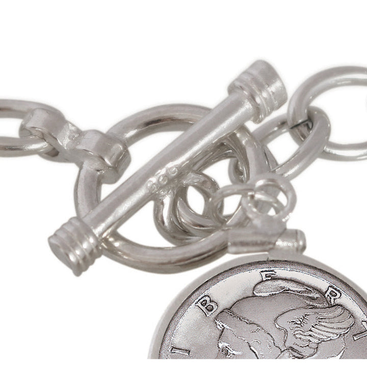 Sterling Silver Mercury Dime Toggle Coin Bracelet Image 3