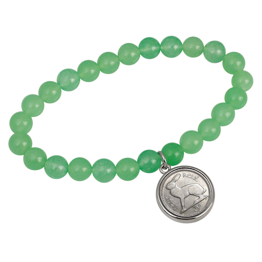 Lucky Irish Three Pence Coin Aventurine Bracelet Image 1