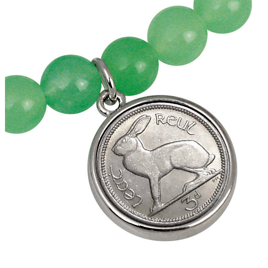 Lucky Irish Three Pence Coin Aventurine Bracelet Image 2