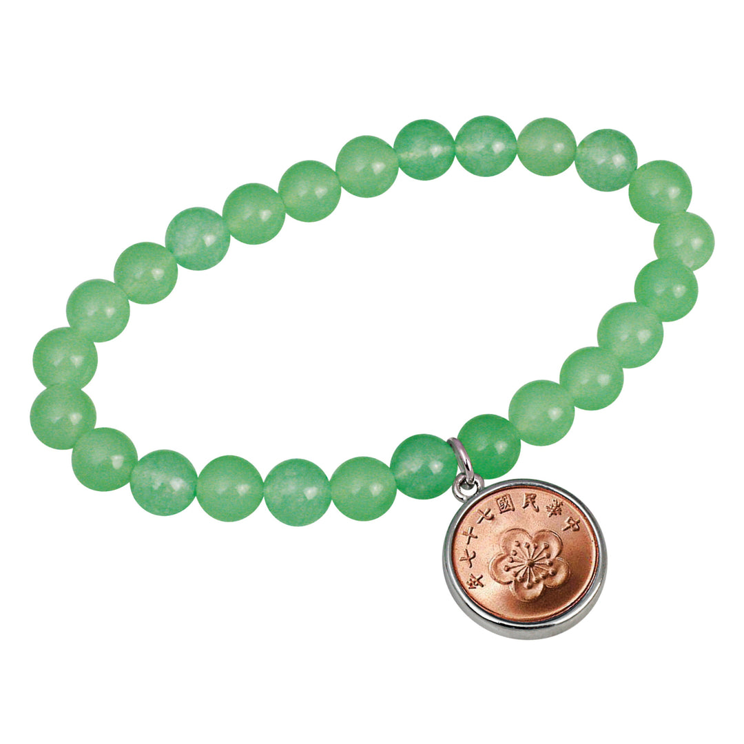 Lucky Taiwan Blossom Coin Green Aventurine Bracelet Image 1