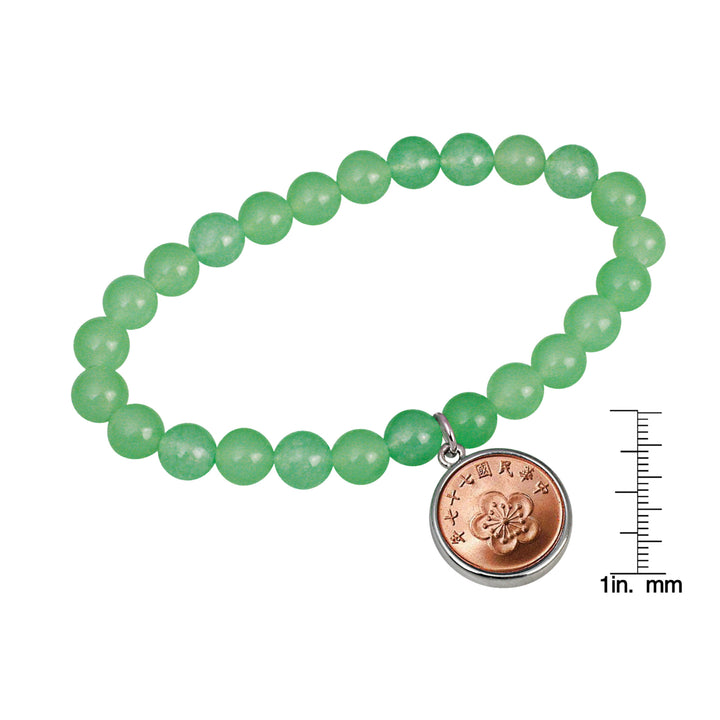 Lucky Taiwan Blossom Coin Green Aventurine Bracelet Image 3