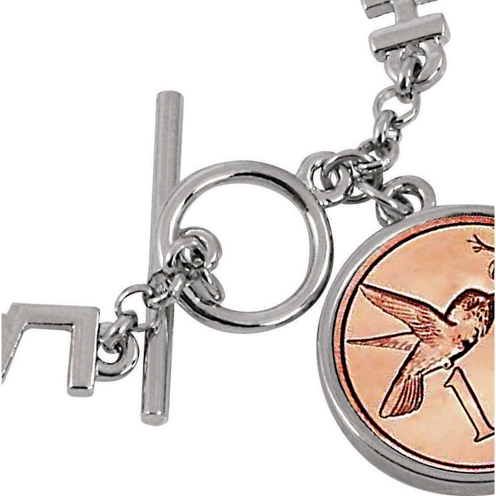 Inspirational Dream Wish Love Laugh Joy Hummingbird Coin Toggle Coin Bracelet Image 3