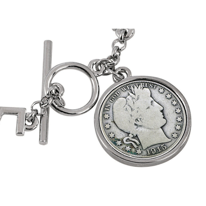 Silver Barber Dime Inspirational Dream Wish Love Laugh Joy Coin Bracelet Image 3