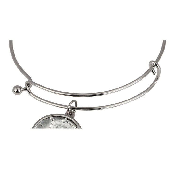 Silver Mercury Dime Silver Tone Coin Bangle Bracelet Image 2