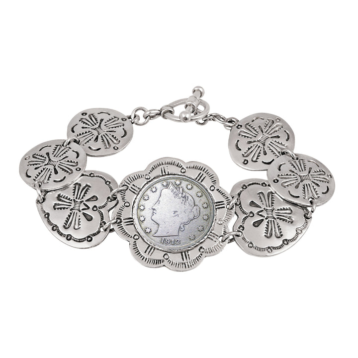 Liberty Nickel Western Toggle Silvertone Coin Bracelet Image 1