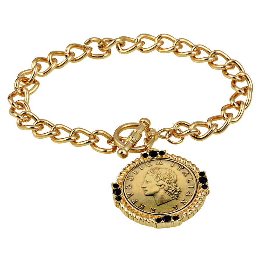 Italian 20 Lira Coin Toggle Bracelet Image 1