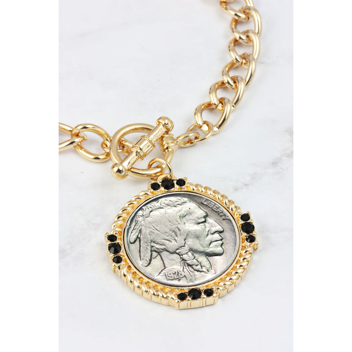 Buffalo Nickel Goldtone Toggle Bracelet Image 2