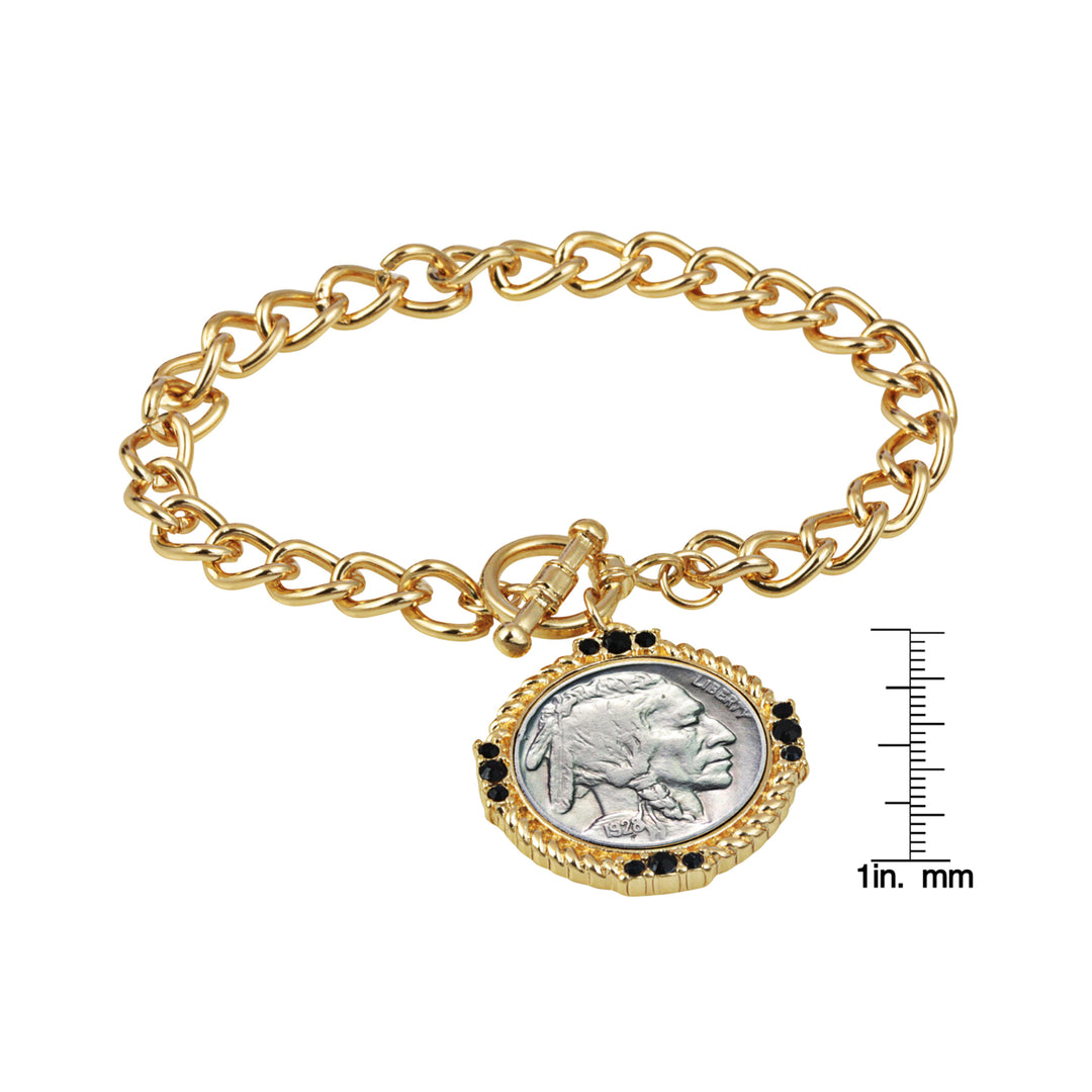 Buffalo Nickel Goldtone Toggle Bracelet Image 4