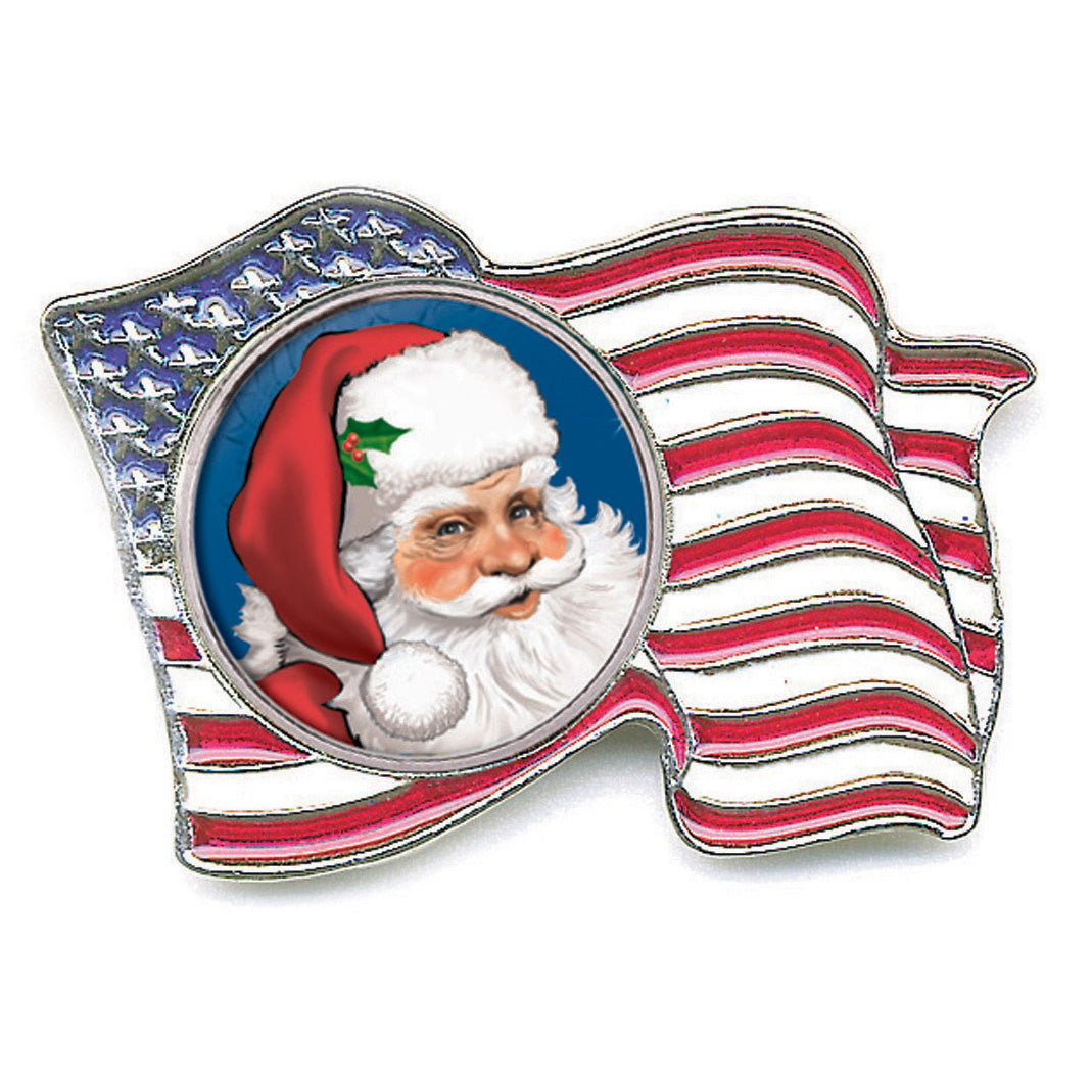 Santa Colorized Quarter Flag Pin Image 1