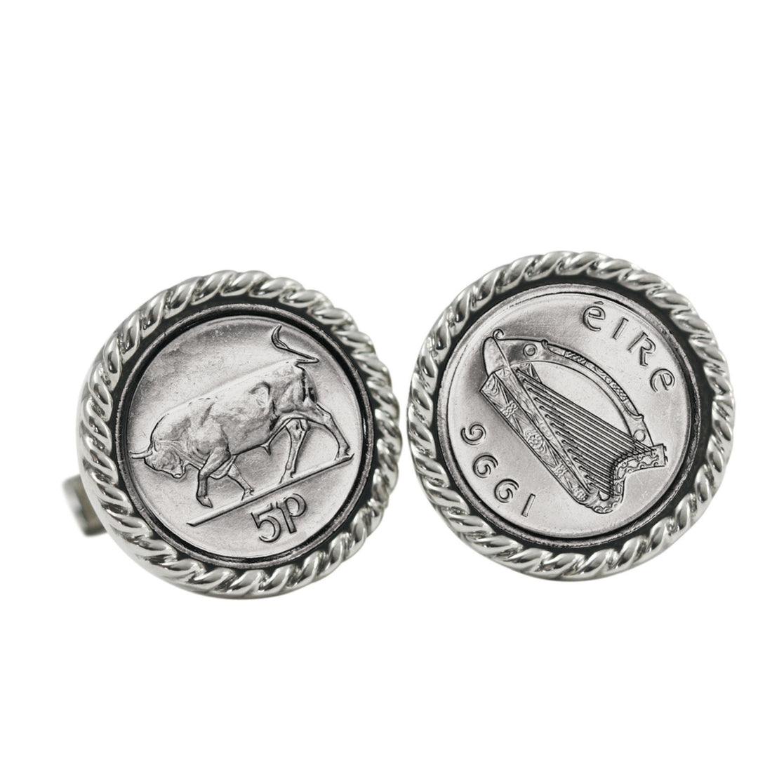 Irish Bull 5 Pence Coin Cuff Links Image 1