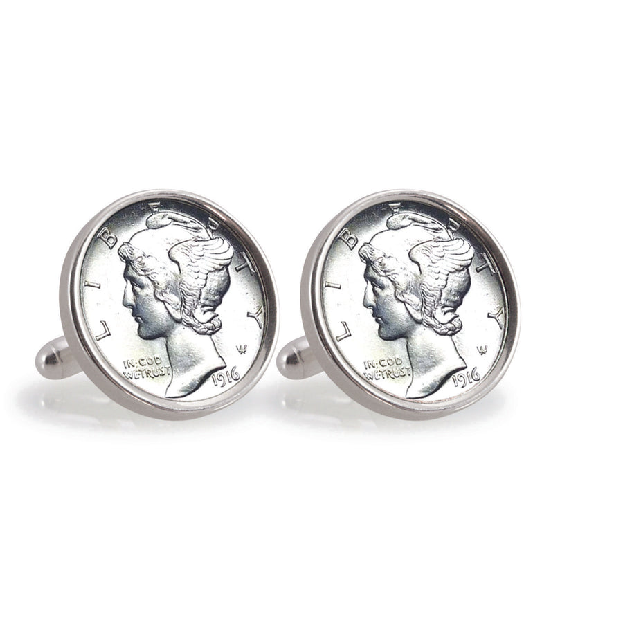 Silver Mercury Dime Sterling Silver Coin Cuff Links Image 1