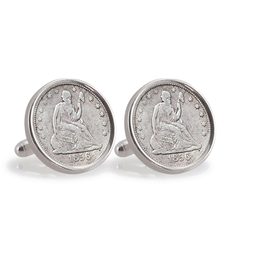 Seated Liberty Silver Dime Sterling Silver Coin Cuff Links Image 1