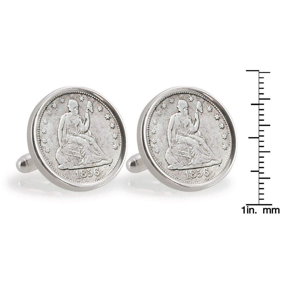 Seated Liberty Silver Dime Sterling Silver Coin Cuff Links Image 4