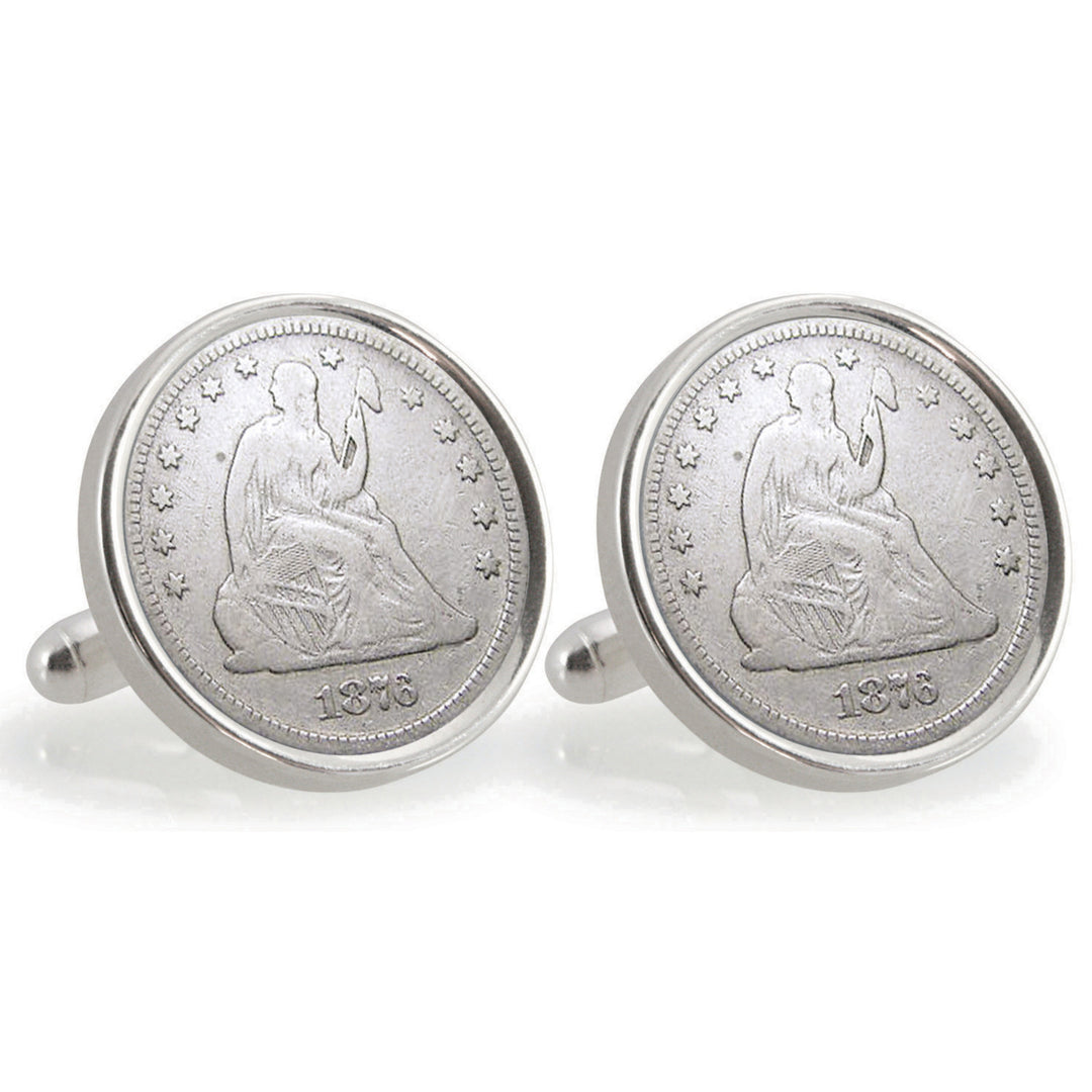 University of Oregon 1876 Sterling Silver Dime Coin Cuff Links Image 1