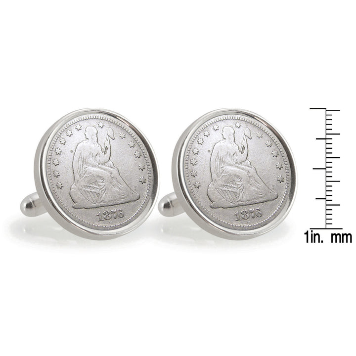 University of Oregon 1876 Sterling Silver Dime Coin Cuff Links Image 3