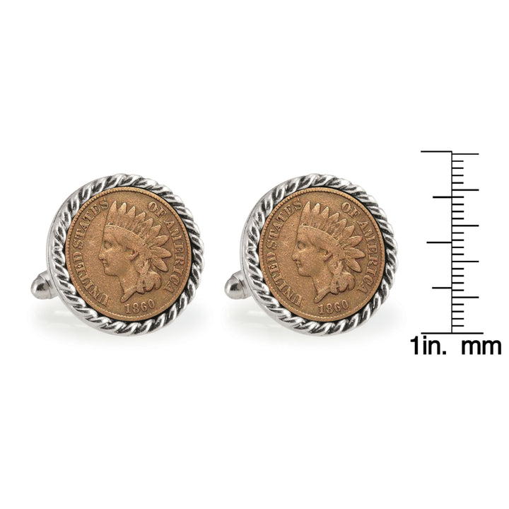 LSU 1860 Silvertone Rope Bezel Penny Coin Cuff Links Image 3