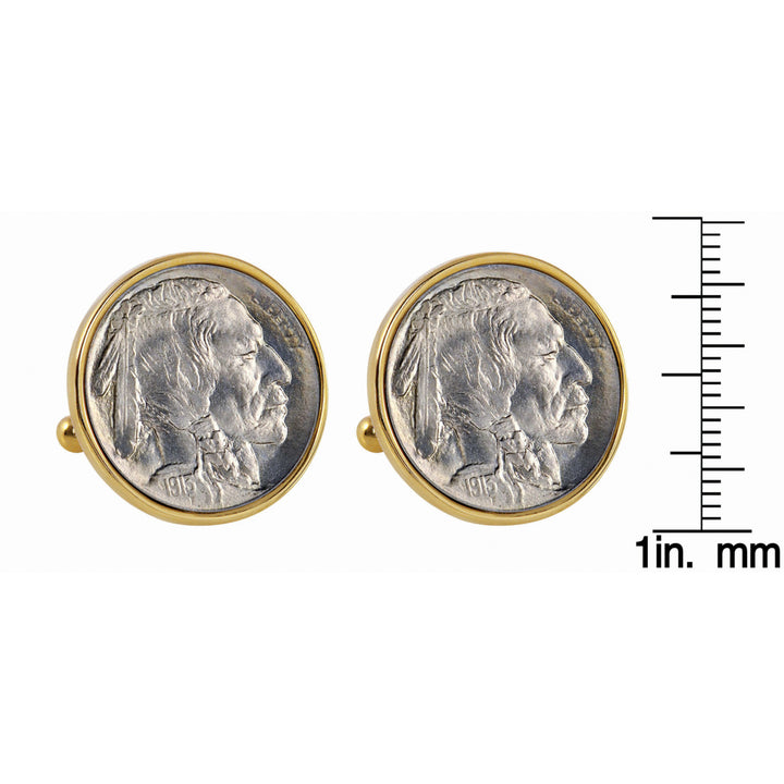 1913 First-Year-of-Issue Buffalo Nickel Goldtone Bezel Coin Cuff Links Image 2