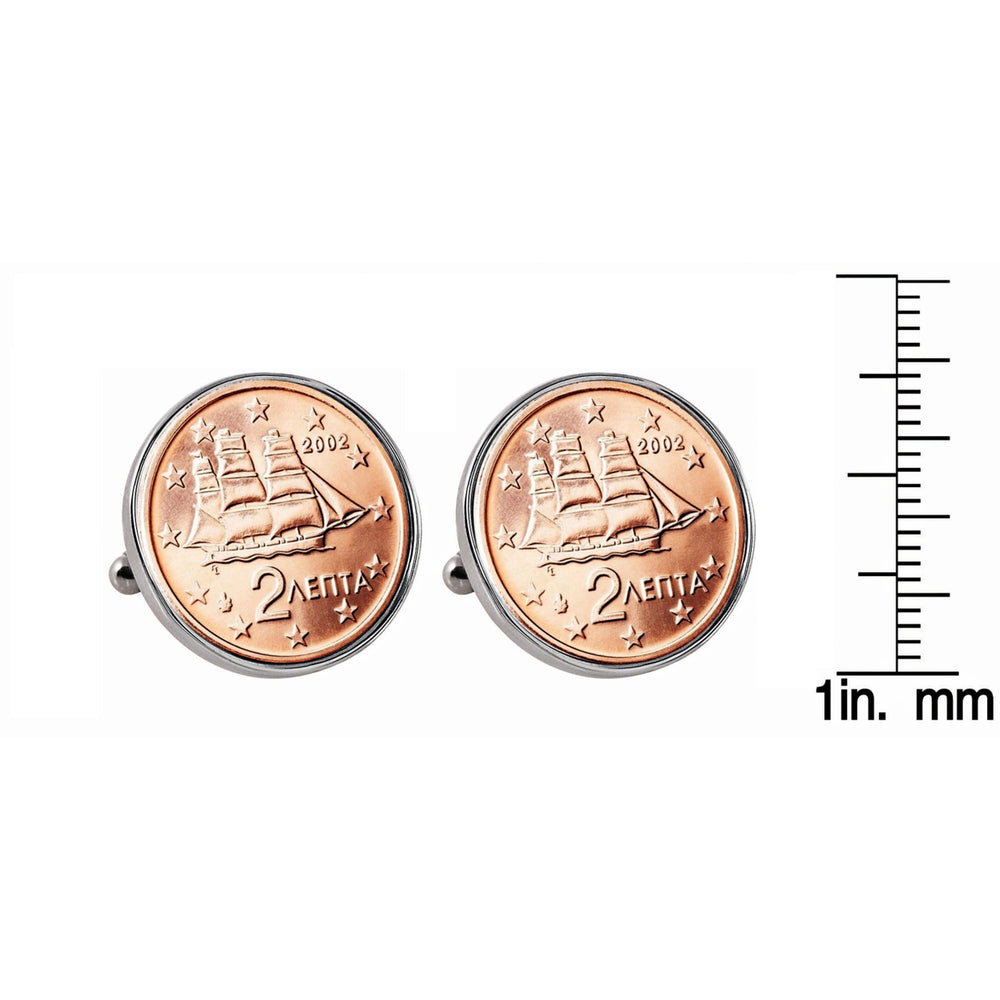 Greek 2 Euro Coin Cufflinks Image 2