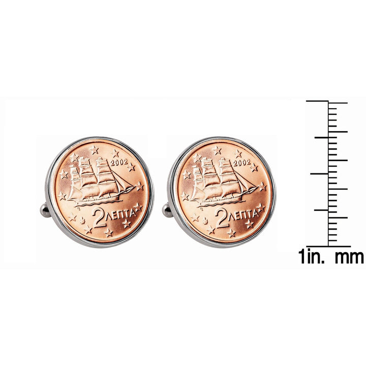 Greek 2 Euro Coin Cufflinks Image 2