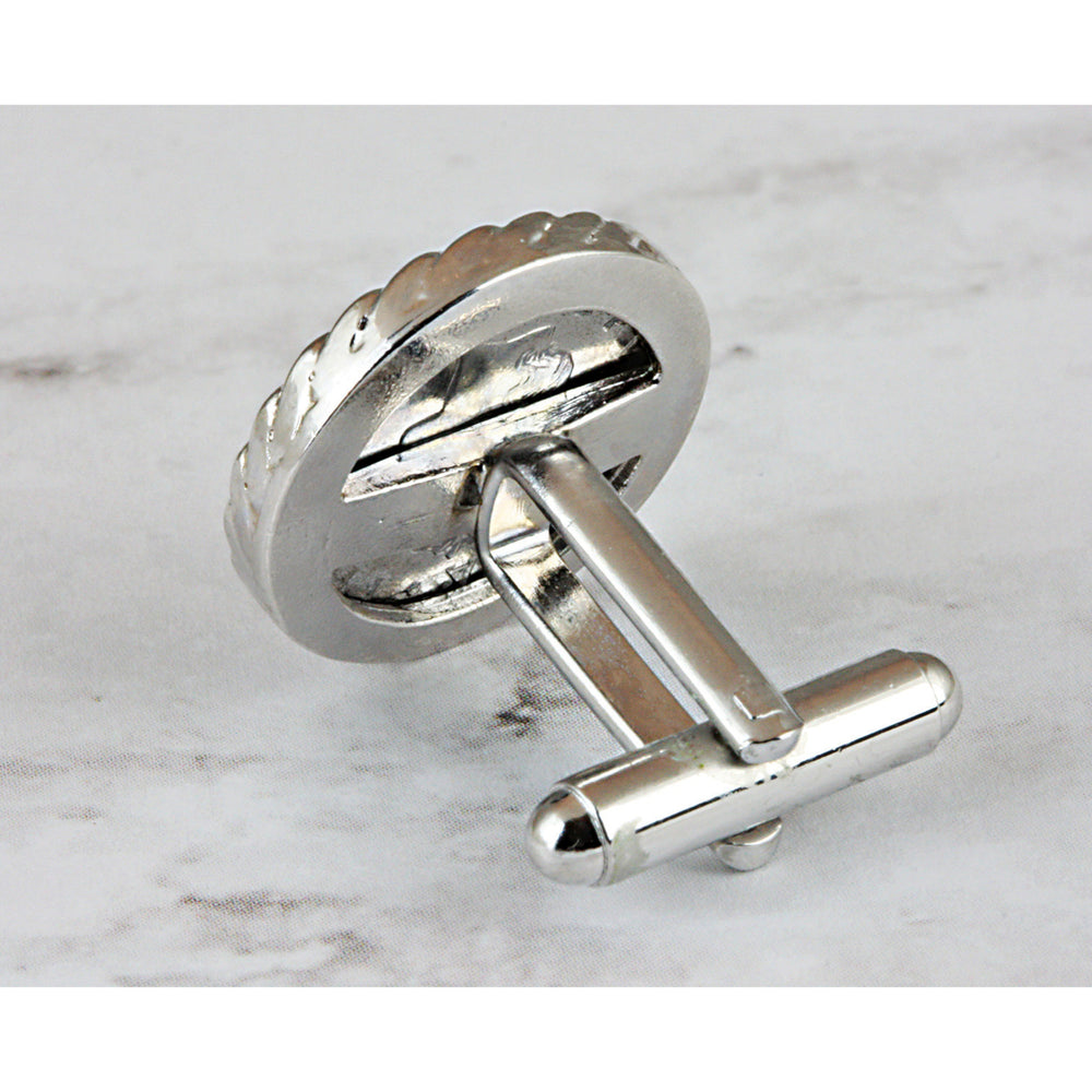 Italian 50 Lire Coin Silvertone Cufflinks Image 2