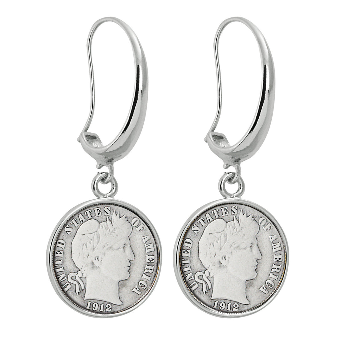 Silver Barber Dime Silvertone Earrings Image 1