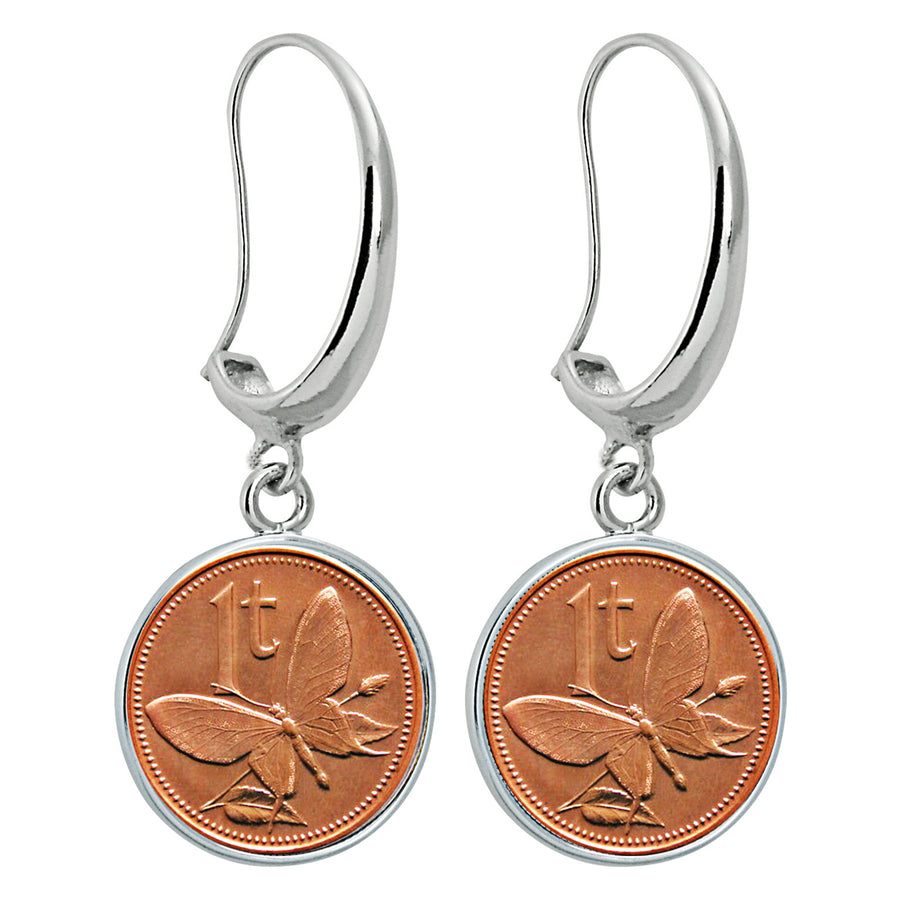 Butterfly Silvertone Earrings Image 1