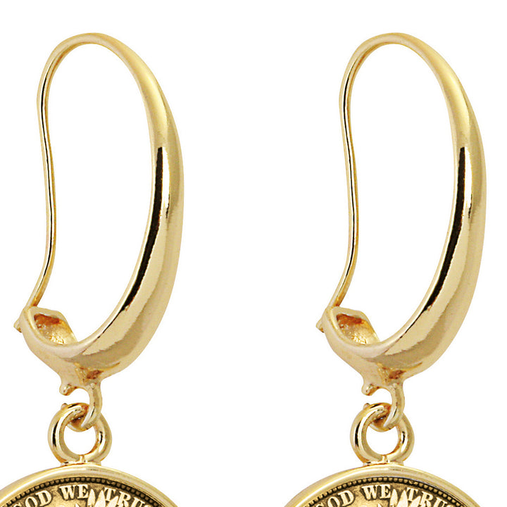 Gold-Layered Silver Barber Dime Goldtone Earrings Image 2