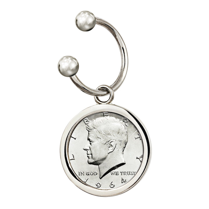 JFK 1964 First Year of Issue Half Dollar Silvertone Keychain Image 1