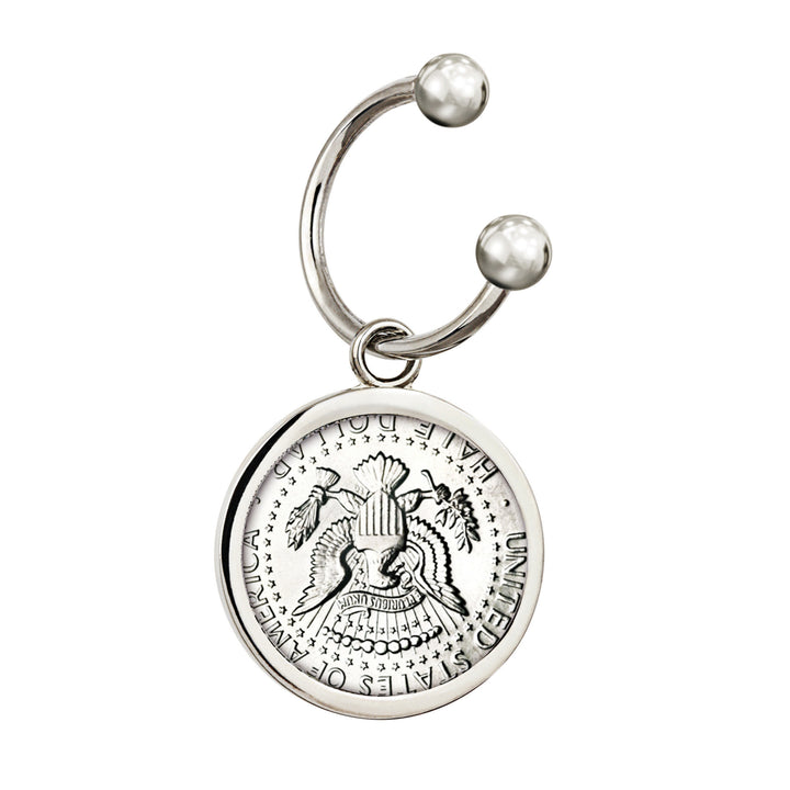 JFK 1964 First Year of Issue Half Dollar Silvertone Keychain Image 2