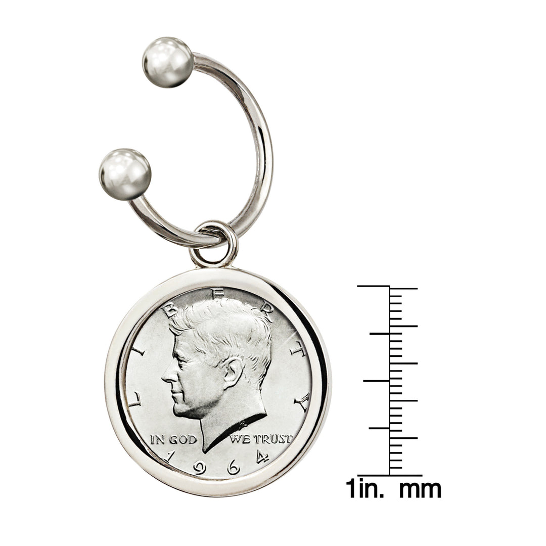 JFK 1964 First Year of Issue Half Dollar Silvertone Keychain Image 3